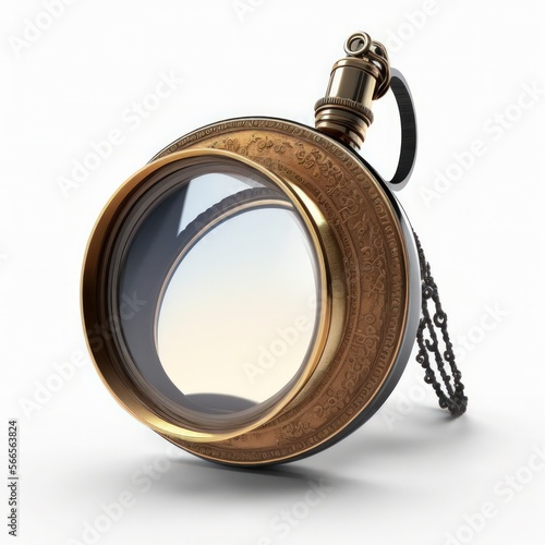 Detailed illustration of a monocle eyepiece lorgnette isolated on a white background, generative ai
