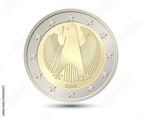 Two euro coin. Obverse coin. Vector illustration.