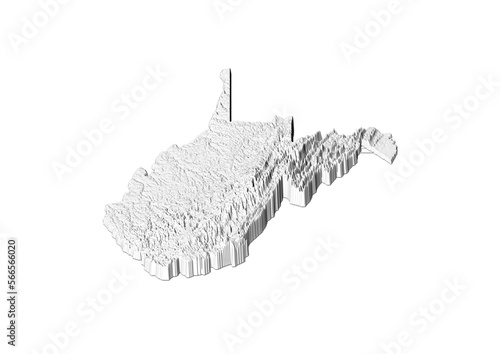 A map of West Virginia, West Virginia map in joyplot style. Minimalist poster of West Virginia map to demonstrate state topography in 3D like style.