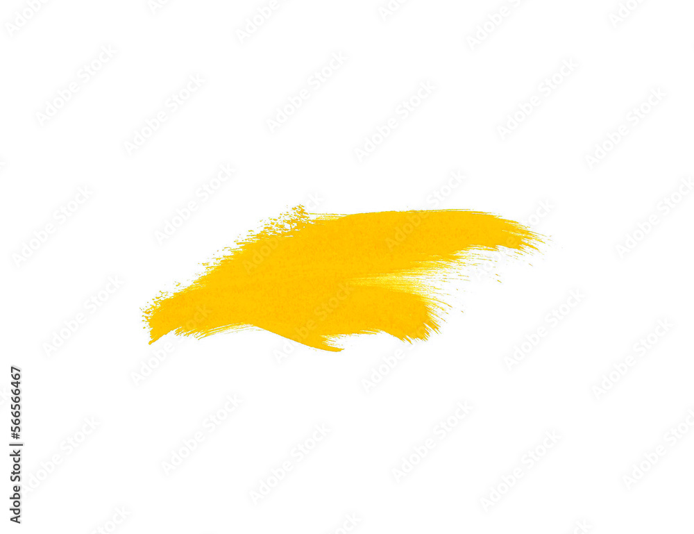 Abstract isolated yellow paint stain brush for art painting. Paint brushes for draw