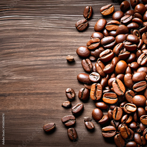 High-Resolution Image of a Cup of Coffee and Coffee Beans on a Dark Wooden Background, Perfect for Adding a Warm and Inviting Element to any Design Project