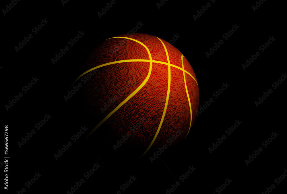 Obraz premium basketball ball on black background 3D render