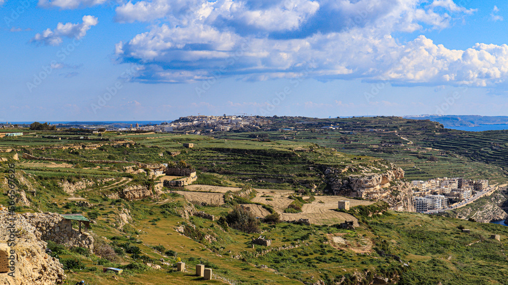 landscape of the south of the Mediterranean island of Gozo.