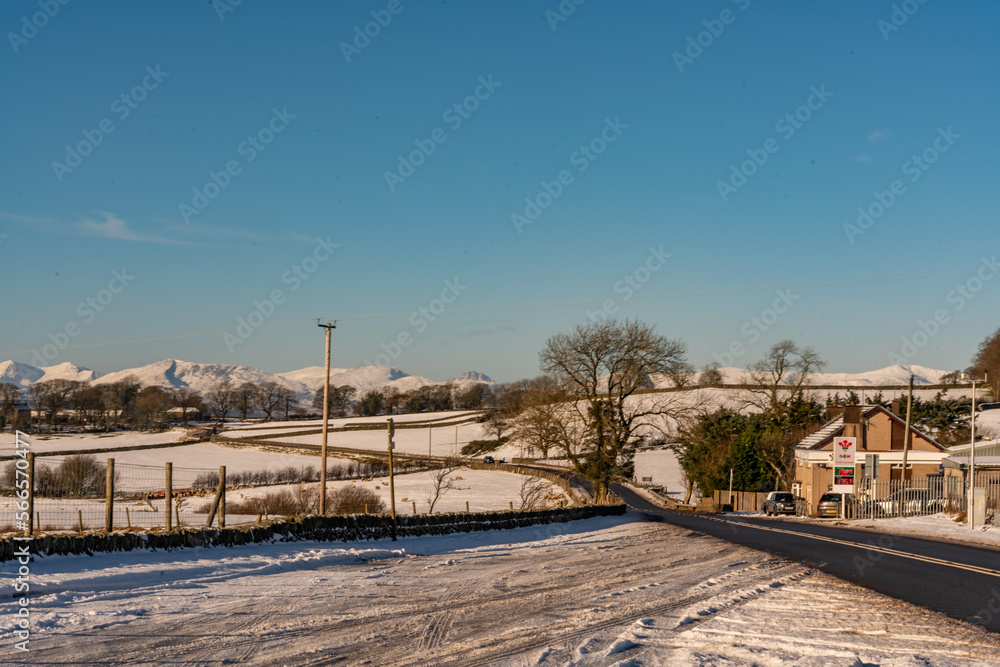 driving around Snowdonia National Park in winter