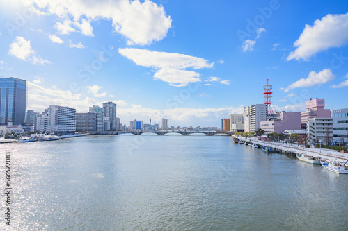 新潟　冬晴れの信濃川