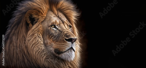 Gorgeous Lion Portrait Banner Header Generative AI © Aleksandar