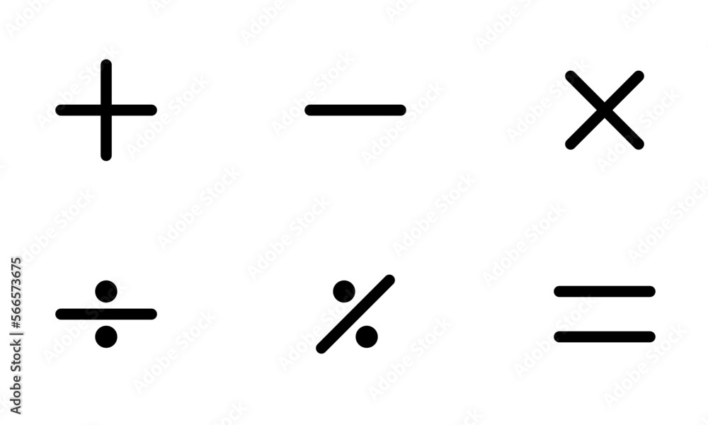 math sign icon set, plus, minus, multiply divide, percentage and equal icons math sign icon set, plus, minus, multiply divide, percentage and equal icons