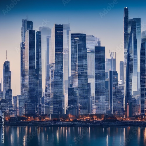 antastic image  skyline with urban skyscrapers - generative ai