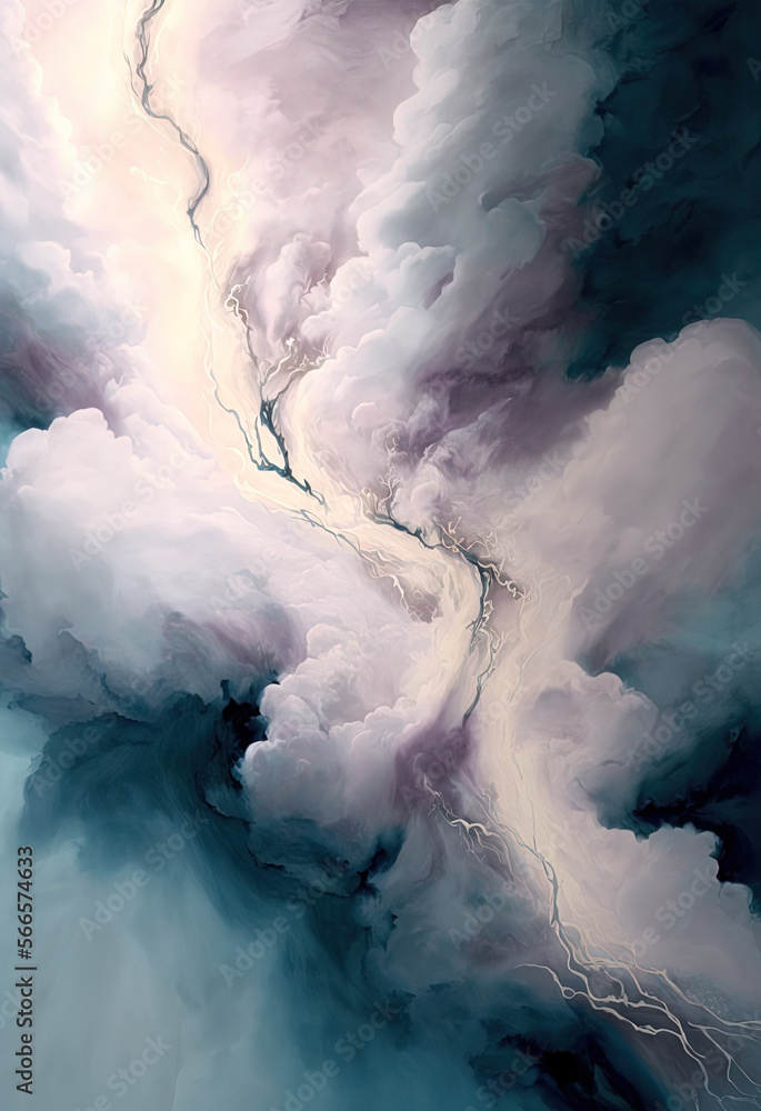 Light pink and white clouds, storm. Background. Wallpaper. Generative AI.