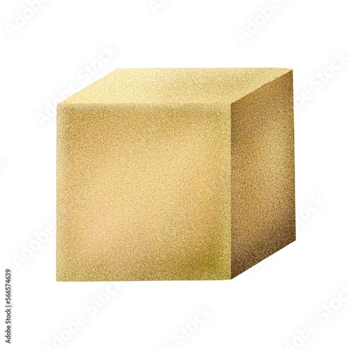 Gold cube. isolated on white background. Golden matte glossy 3d block