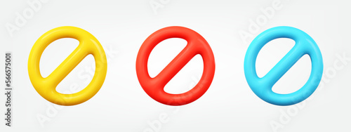 3d warning symbol. realistic prohibited sign vector icon set. illustration design elements collection in cartoon minimal style