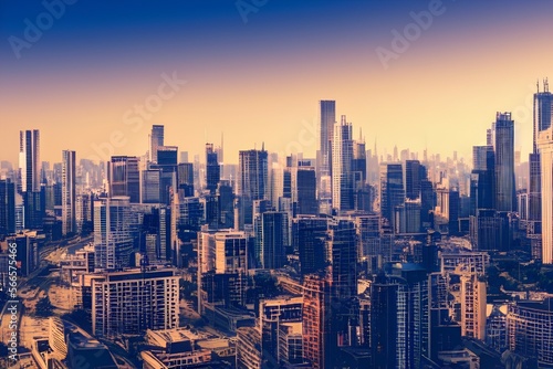 antastic image, skyline with urban skyscrapers - generative ai