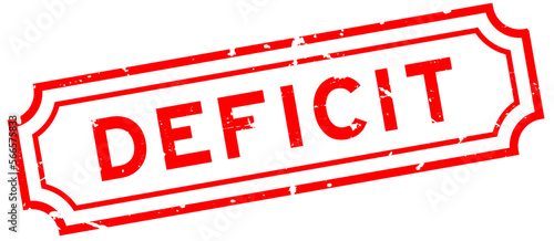 Grunge red deficit word rubber seal stamp on white background