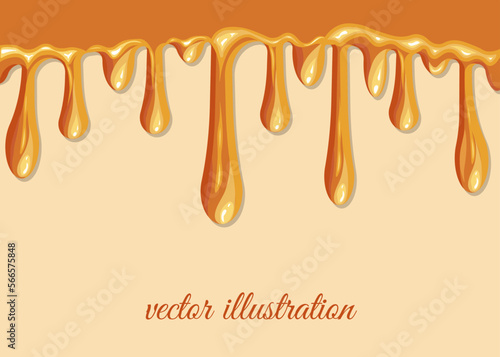 caramel, cake, caramel drips, vector illustration