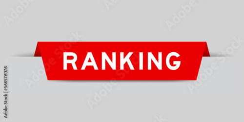 Red color inserted label with word ranking on gray background