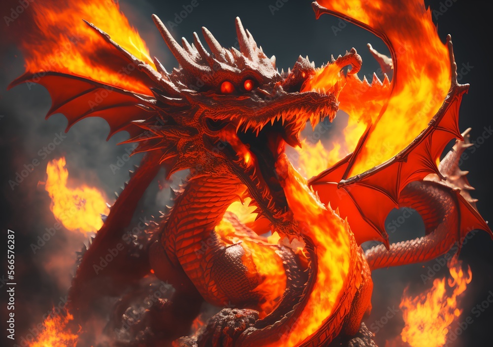 Dragon of Fire, Generative AI Illustration Dragon of Fire, Generative AI Illustration