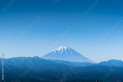 Mount Fuji mountain  Japan snow capped with clear blue sky.
