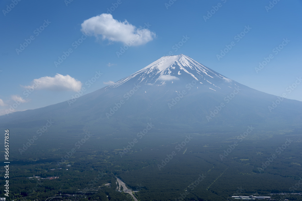 Mount Fuji mountain, Japan snow capped with clear blue sky.