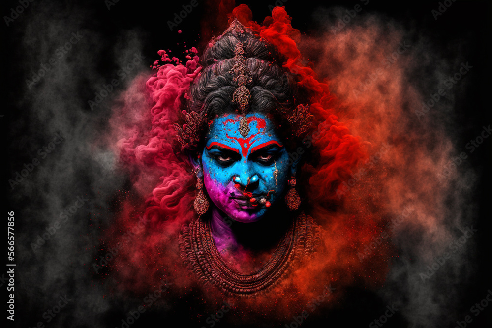 Generative Ai of Brahma God and colorful powder. Generative Ai of Brahma God and colorful powder.