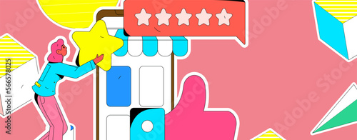 Virtual characters social communication concept business flat vector hand drawn illustration
