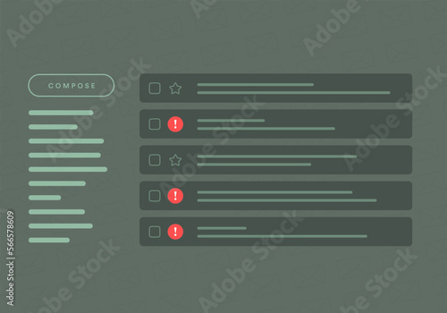 Email Inbox with 5 New Messages and Spam - Showcasing Browser Window Tab Notification. Flat Design Vector Illustration