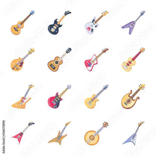 Set of String Instruments Flat Vectors 

