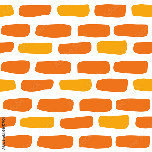 Colorful orange brick seamless pattern vector. Vector illustration in flat style on white background.