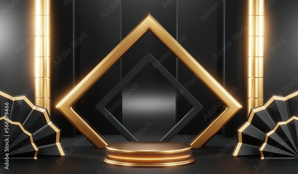 3D rendering of black podium background for black friday product on podium 3D rendering of black podium background for black friday product on podium