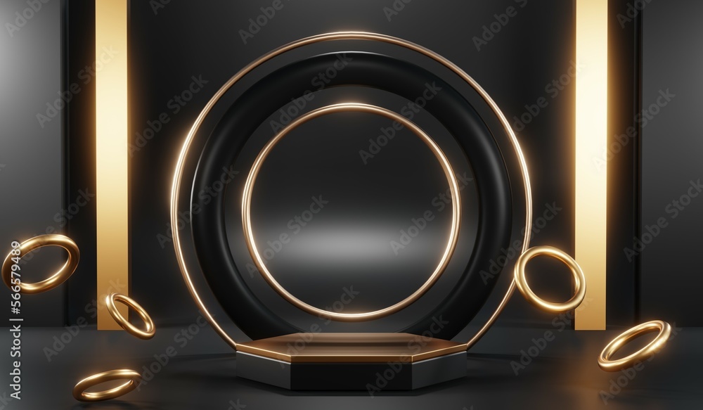 3D rendering of black podium background for black friday product on podium 3D rendering of black podium background for black friday product on podium