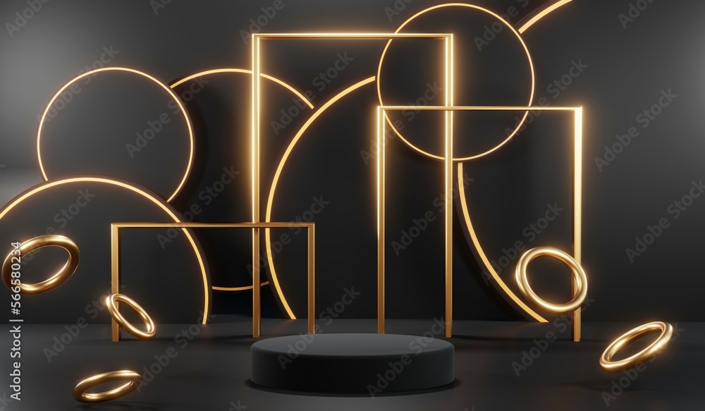 3D rendering of black podium background for black friday product on podium 3D rendering of black podium background for black friday product on podium