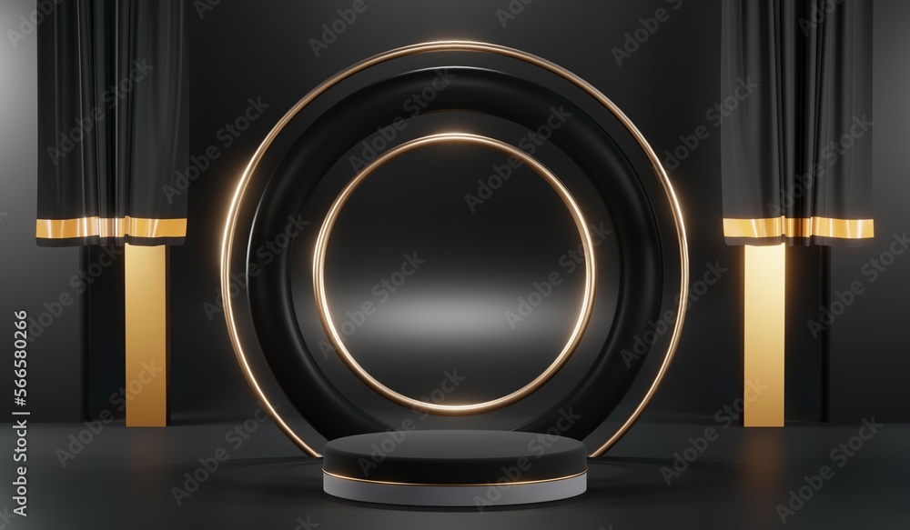 3D rendering of black podium background for black friday product on podium 3D rendering of black podium background for black friday product on podium