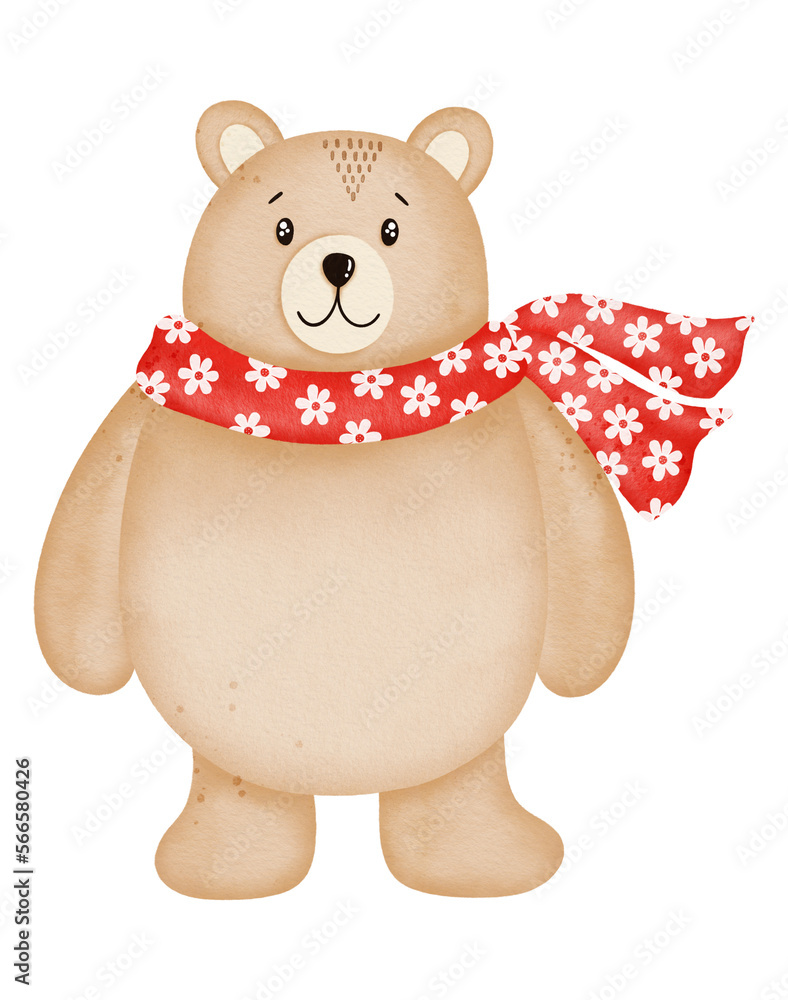 Watercolor cute bear cartoon character Watercolor cute bear cartoon character
