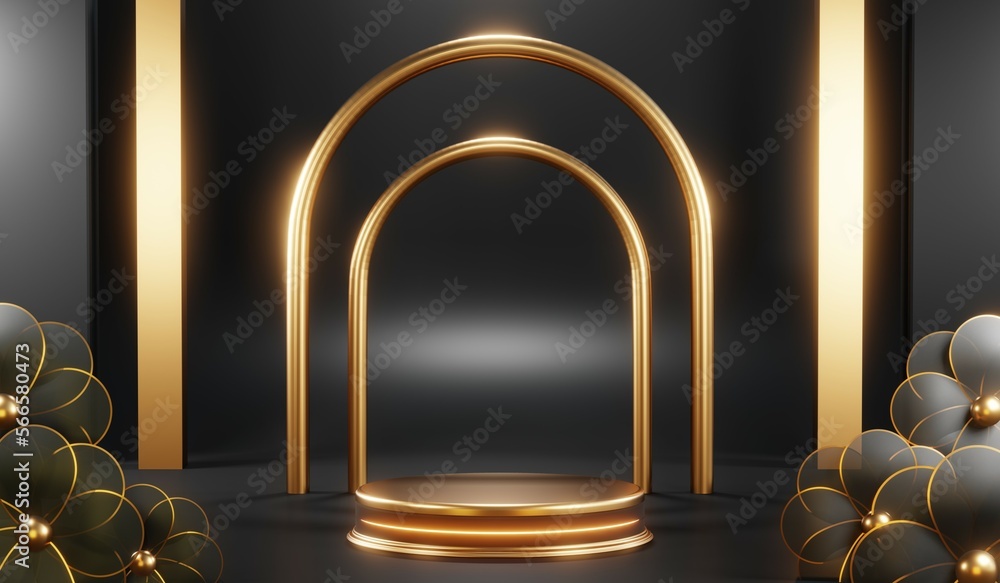 3D rendering of black podium background for black friday product on podium 3D rendering of black podium background for black friday product on podium