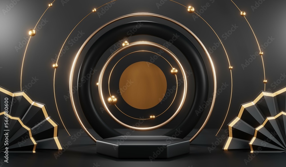 3D rendering of black podium background for black friday product on podium 3D rendering of black podium background for black friday product on podium