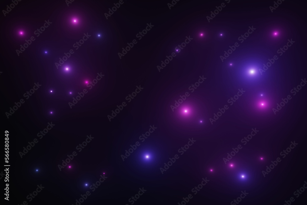 Night black sky with blurred stars, 3d rendering