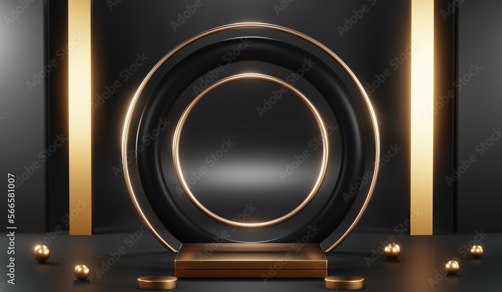 3D rendering of black podium background for black friday product on podium 3D rendering of black podium background for black friday product on podium