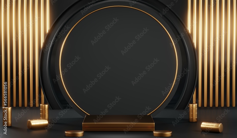 3D rendering of black podium background for black friday product on podium 3D rendering of black podium background for black friday product on podium