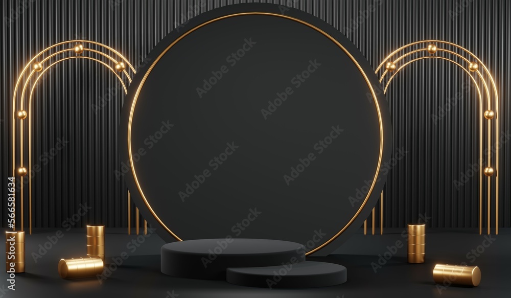 3D rendering of black podium background for black friday product on podium 3D rendering of black podium background for black friday product on podium