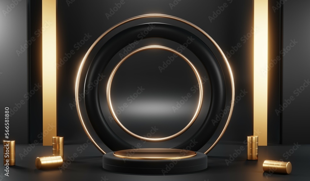 3D rendering of black podium background for black friday product on podium 3D rendering of black podium background for black friday product on podium