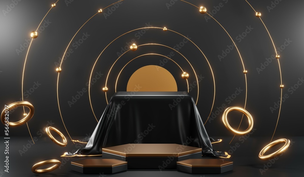 3D rendering of black podium background for black friday product on podium 3D rendering of black podium background for black friday product on podium