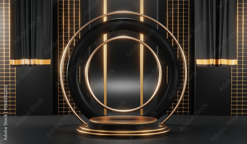 3D rendering of black podium background for black friday product on podium 3D rendering of black podium background for black friday product on podium