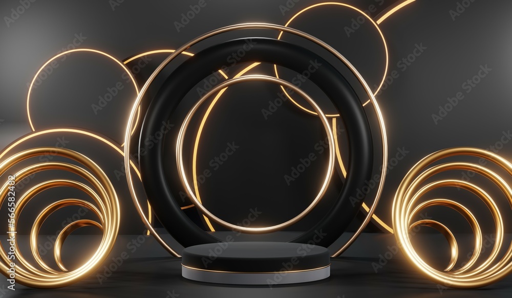 3D rendering of black podium background for black friday product on podium 3D rendering of black podium background for black friday product on podium