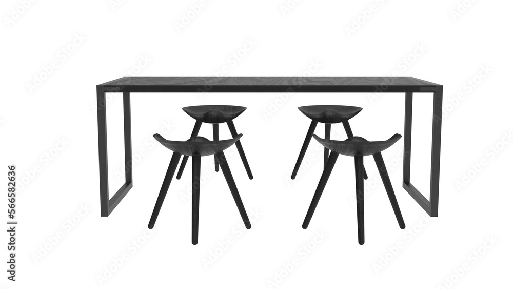 dining table with chair front view without shadow 3d render dining table with chair front view without shadow 3d render