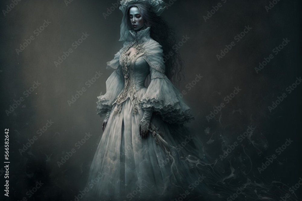 Scary ghost woman in haunted house. Digital art Scary ghost woman in haunted house. Digital art