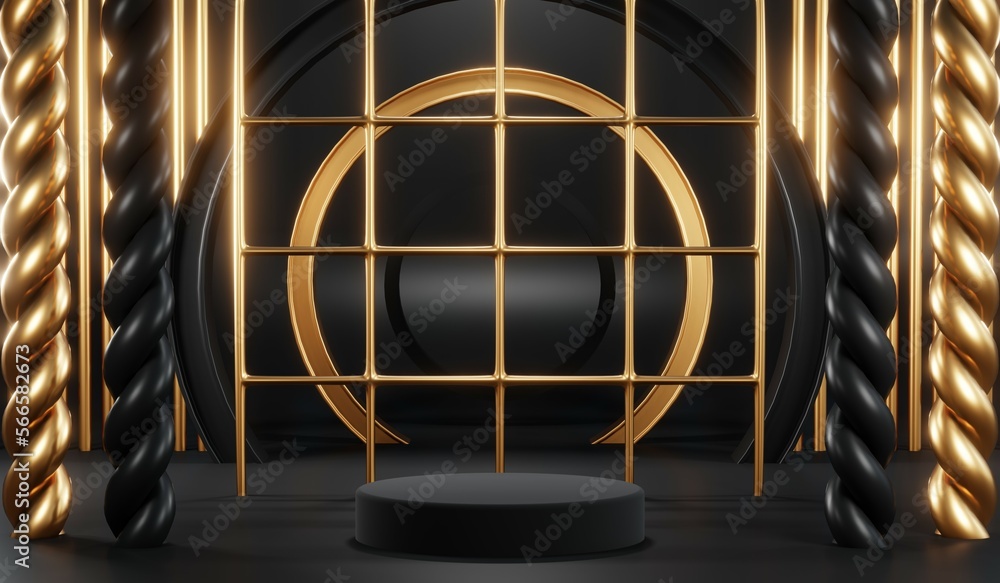 3D rendering of black podium background for black friday product on podium 3D rendering of black podium background for black friday product on podium