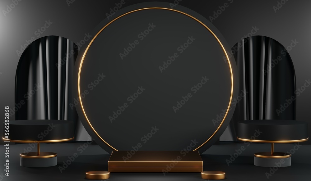 3D rendering of black podium background for black friday product on podium 3D rendering of black podium background for black friday product on podium