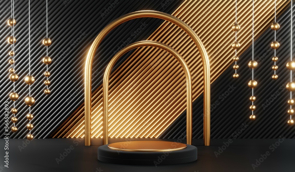 3D rendering of black podium background for black friday product on podium 3D rendering of black podium background for black friday product on podium