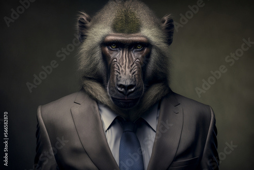 Portrait of a monkey in a suit , ai generated