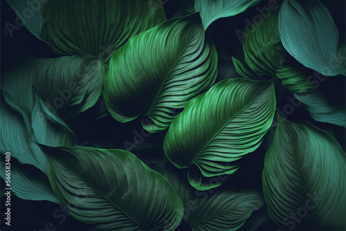 Leaves of Spathiphyllum cannifolium  abstract green texture  nature background