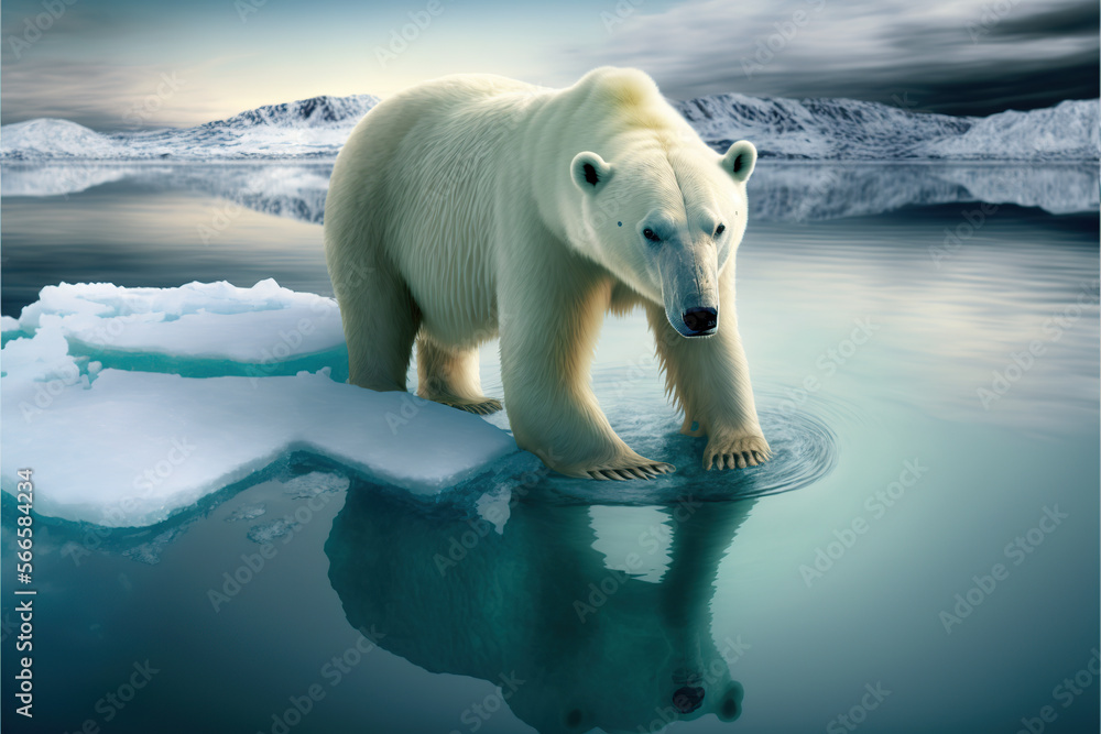 Polar bear in its natural ice habitat